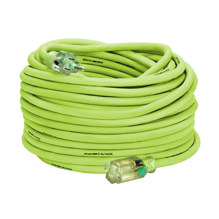 Flexzilla SJTW Extension Cord, 12 AWG, Outdoor, 12/3, 1 Outlets, Green, 100 ft FZ512835